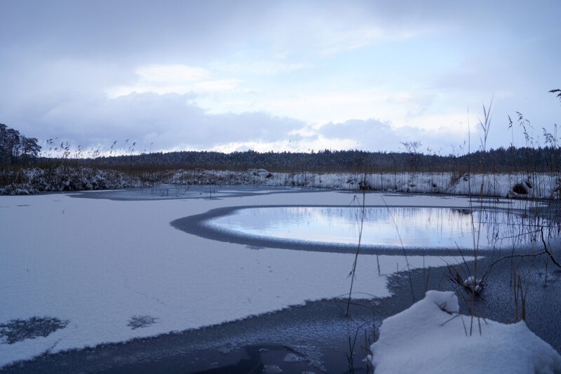 frozen lake gut mischenried in the five lakes region near munich